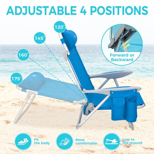 #WEJOY 2 Pack Folding 4-Position Beach Chair for Adults