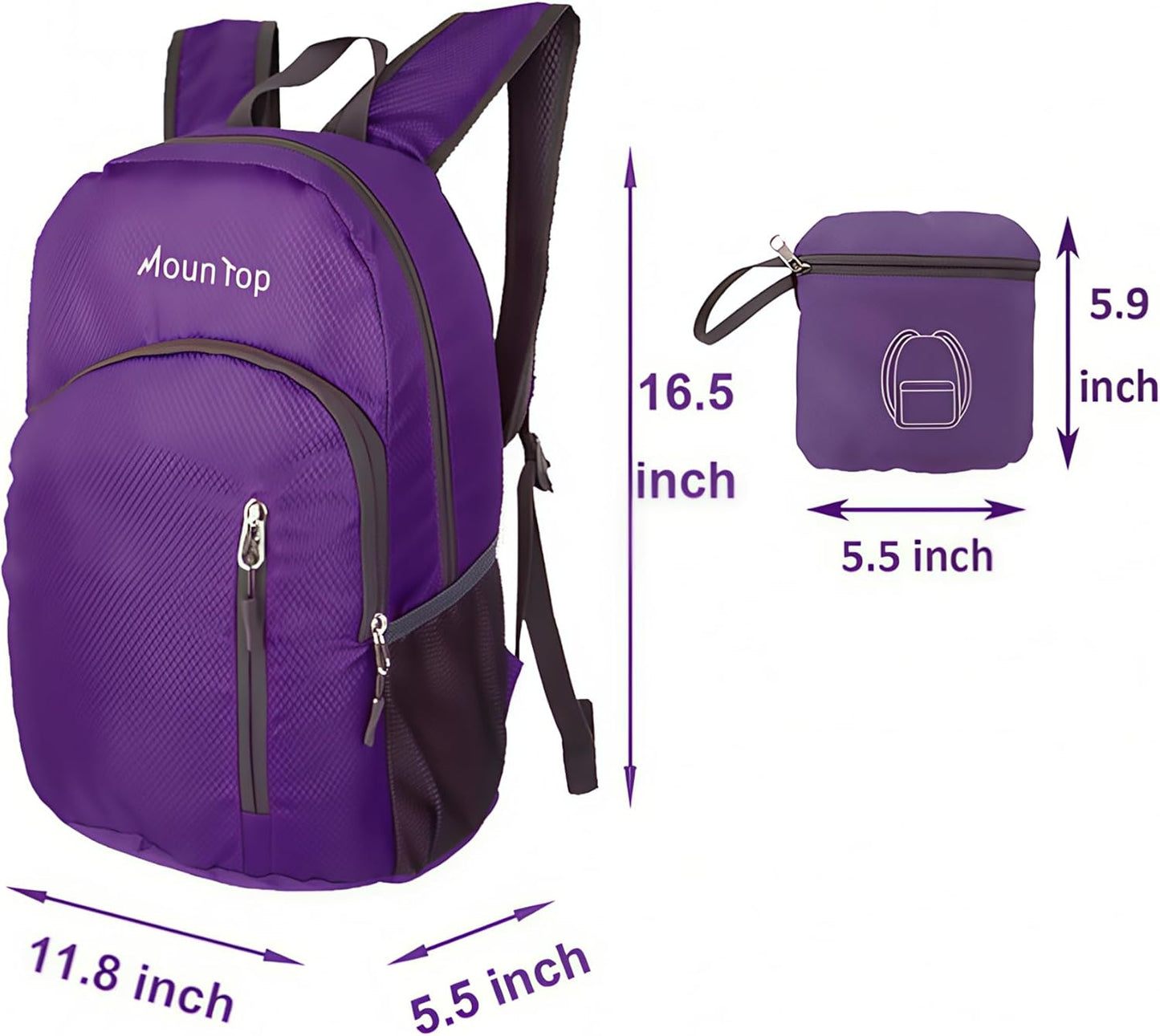 MounTop Outdoor Lightweight Foldable Water Resistant Backpack for Travel Hiking Riding