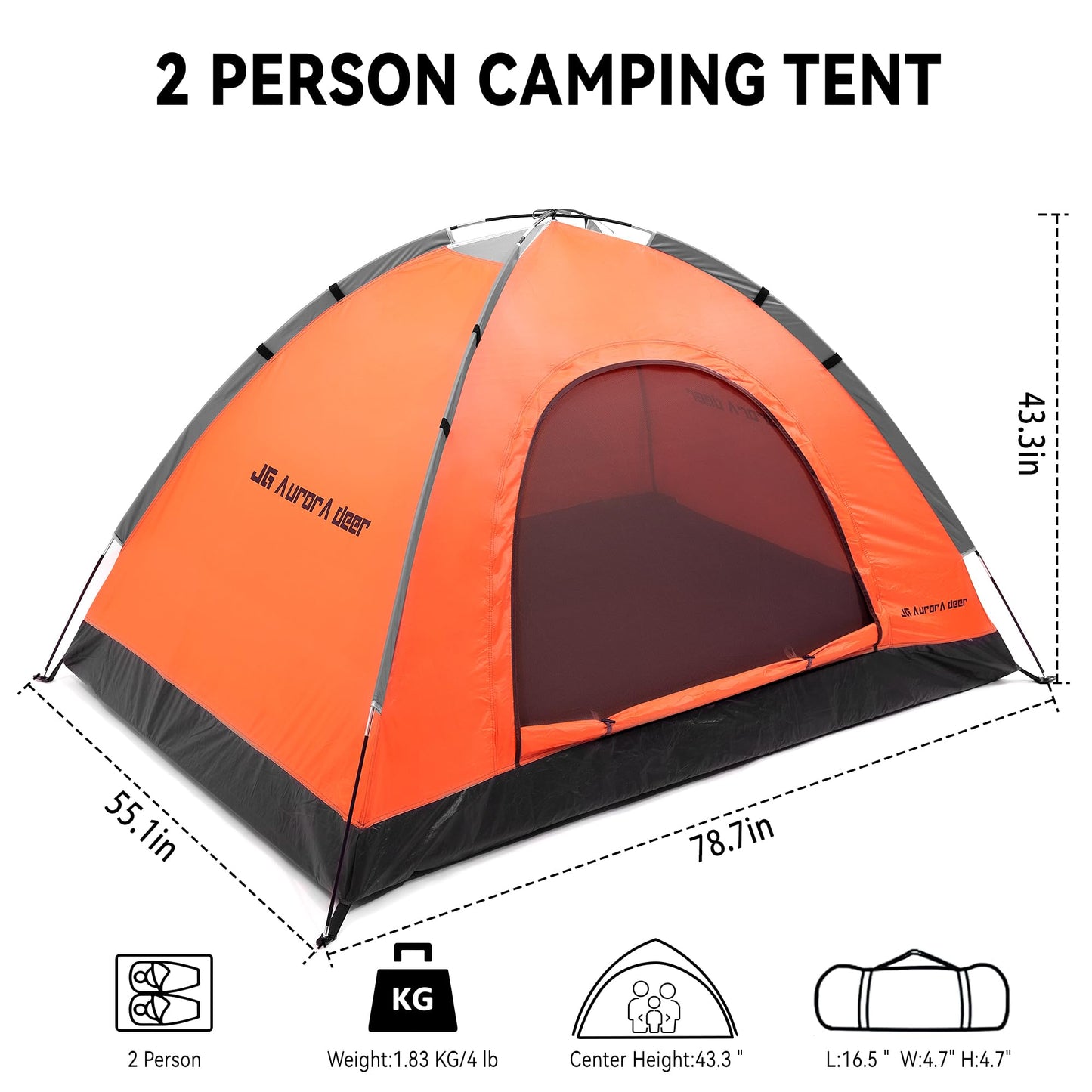 2 Person Camping Tent 4 Person Tents for Camping Windproof Tents for Camping Hiking Backpacking Traveling 2/3/4 Family People Tents for Camping Portable Tent with Carry Bag