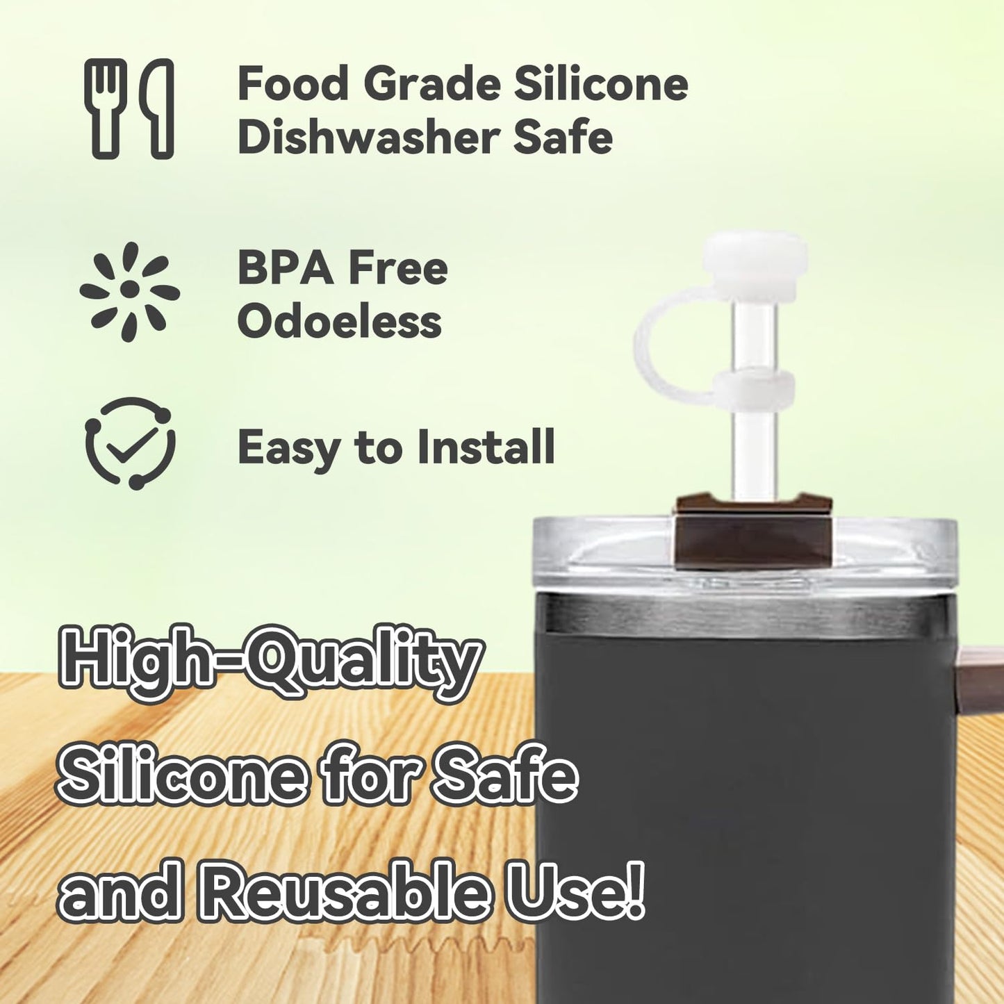 2Sets Stanley Straw Cover, 2.0 Stanley Spill Stopper Compatible 40oz/30oz, Stanley Cup Accessories, Stanley Stopper, Include 2 Straw Lids and 2 Square/2 Round Stanley Leak Stopper,wool white