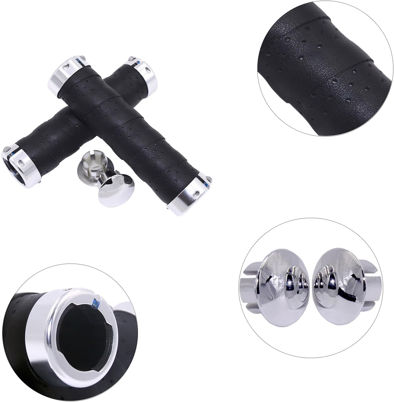 KINGOU Ergonomic Design Leather Handlebar Grip for Bicycle/Fixed Gear/Mountain/Folding Bike Double Lock-on Bar Grip …