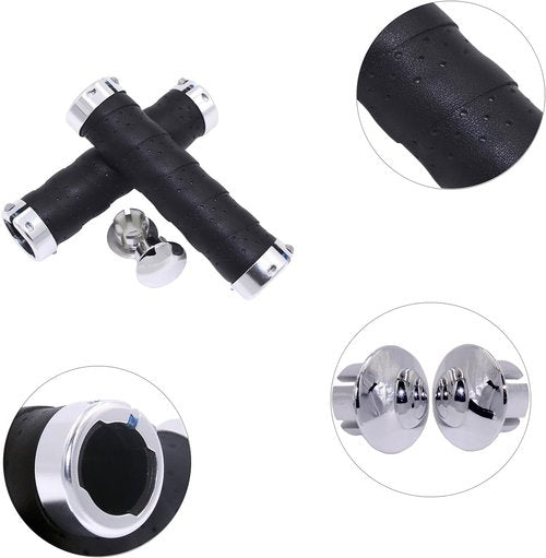KINGOU Ergonomic Design Leather Handlebar Grip for Bicycle/Fixed Gear/Mountain/Folding Bike Double Lock-on Bar Grip …
