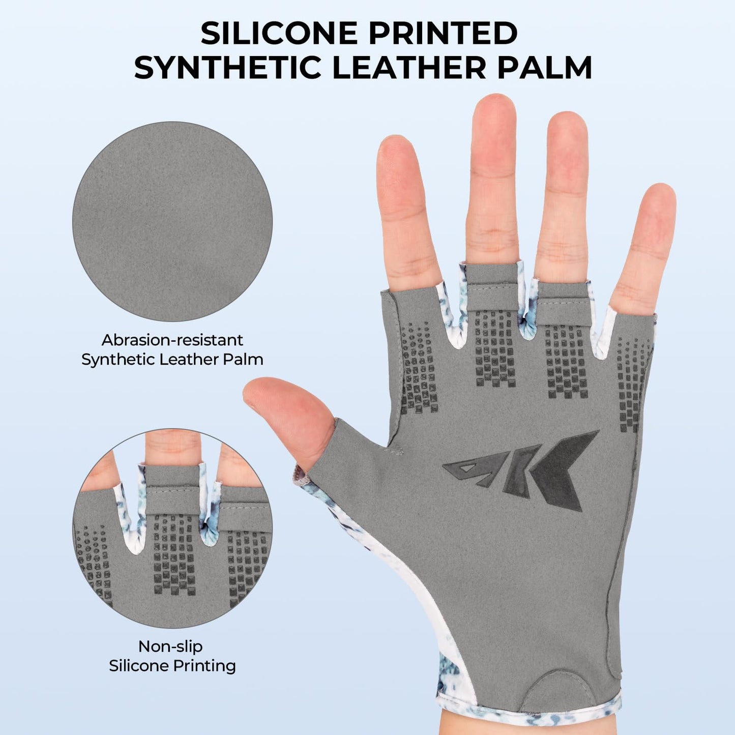 KastKing Gill Raker II Gloves, UPF 50 FrostWeave Yarn Cooling Fabric, Non-Slip Grip, Quick-Dry, Short Cuff Comfort, Reflective Logo, Fishing, Hiking, Outdoors