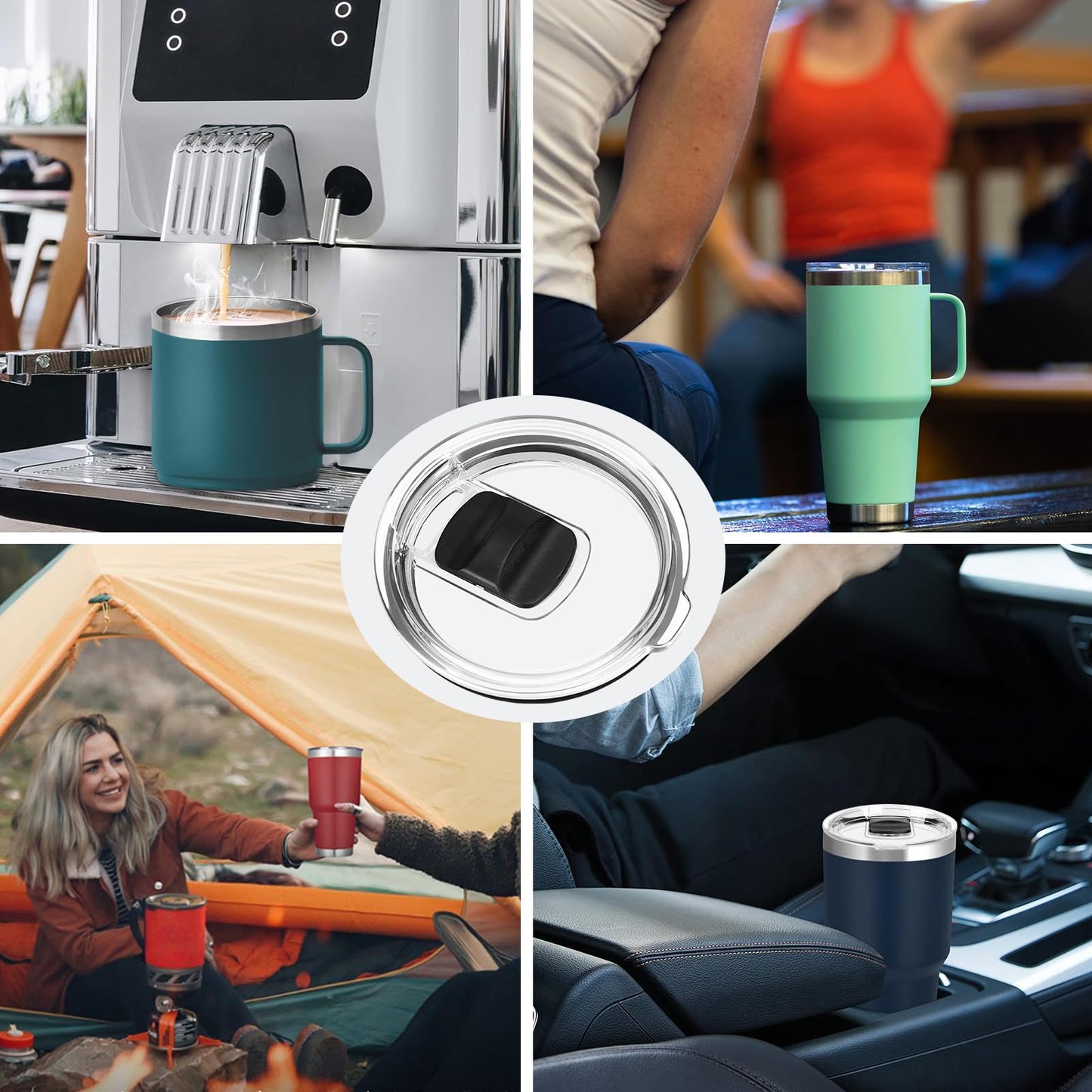 30 oz Tumbler Lid for YETI, 2 Pack Magnetic Top Replacement Lids Compatible for 32 oz Tumbler, 14 oz Mug and 35 oz Straw Mug (With 2 Magnetic Slider Replacement & 2 Replacement Rubber Lid Seals)