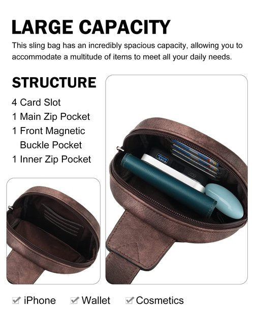 MASINTOR Small Sling Bag for Women Fashion Fanny Pack Crossbody Bags for Women Sling Backpack for Travel Mocha Cofee