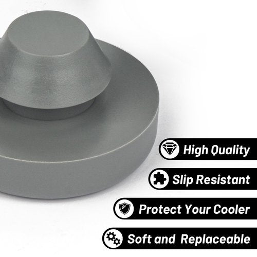 Omoojee 4 Pcs Rack Replacement Cooler Feet, Non-Slip Rubber Feet for Most 20qt 45qt 65qt 110qt 145qt Coolers, Compatible with Yeti Coolers, Prevent Sliding, Gray