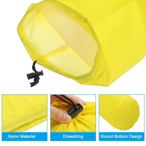 PATIKIL Stuff Sack, 9 x 16 Inch Waterproof Outdoor Storage Sack Ultralight Nylon Drawstring Dust Flap Bag for Camping, Black