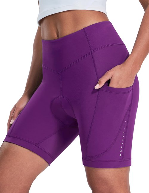 Nepest Padded Bike Underwear for Women Cycling Shorts 4D Gel Padding Bicycle Cycle Biker Biking Shorts with Pockets for Riding MTB Liner Vlolet,X-Large