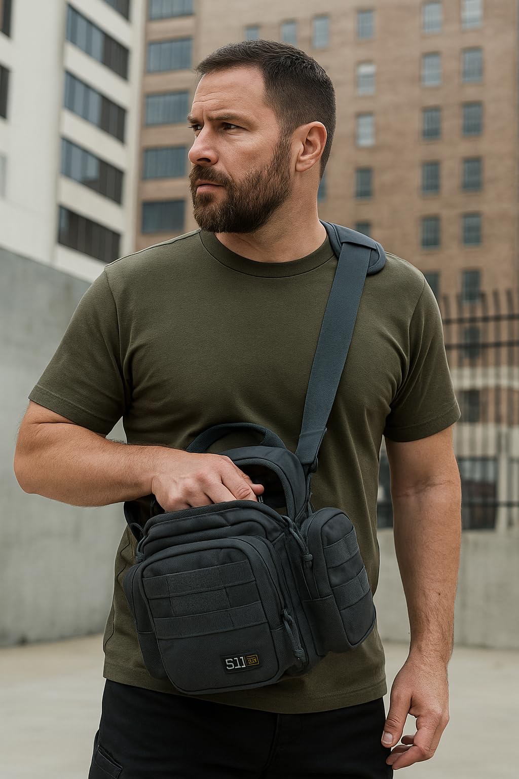 5.11 Tactical Push Pack Sling Bag – 6L Crossbody Shoulder Bag for Men, Black, Style 56037-ABR