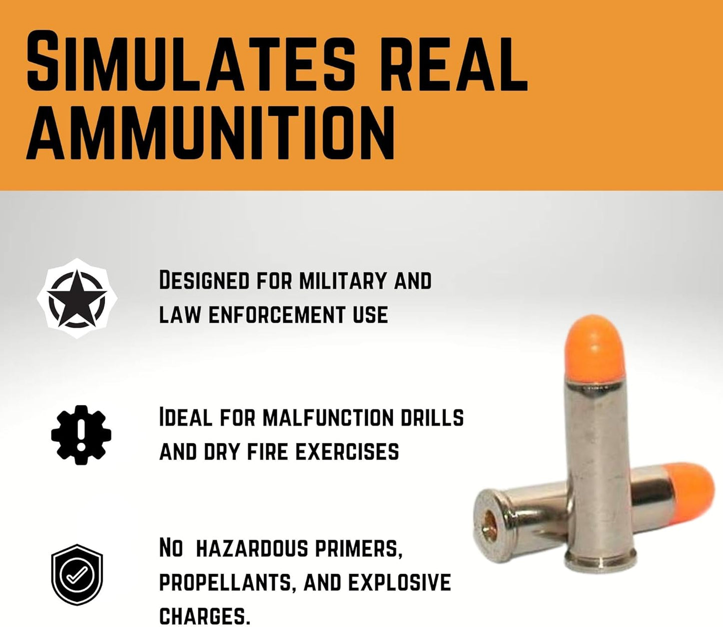 ST Action Pro Pack Of 10 Inert .38 Special Orange Safety Trainer Cartridge Dummy Ammunition Ammo Shell Rounds with Nickel Case