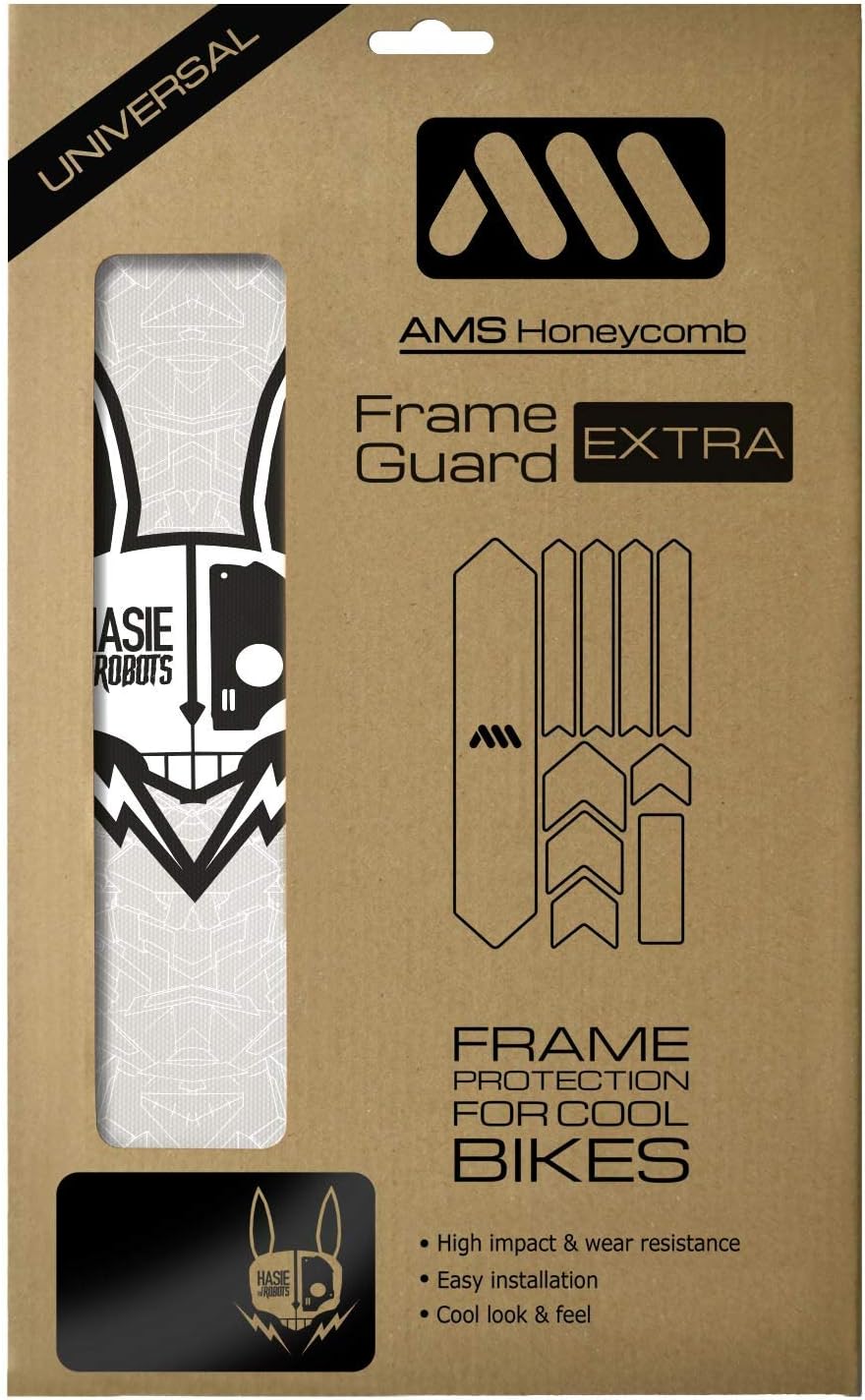 All Mountain Style Bike Frame Protector Extra - Universal Fit, 10-Piece Set for Down Tube, Chainstay, Cable Wear, High-Impact Honeycomb PVC