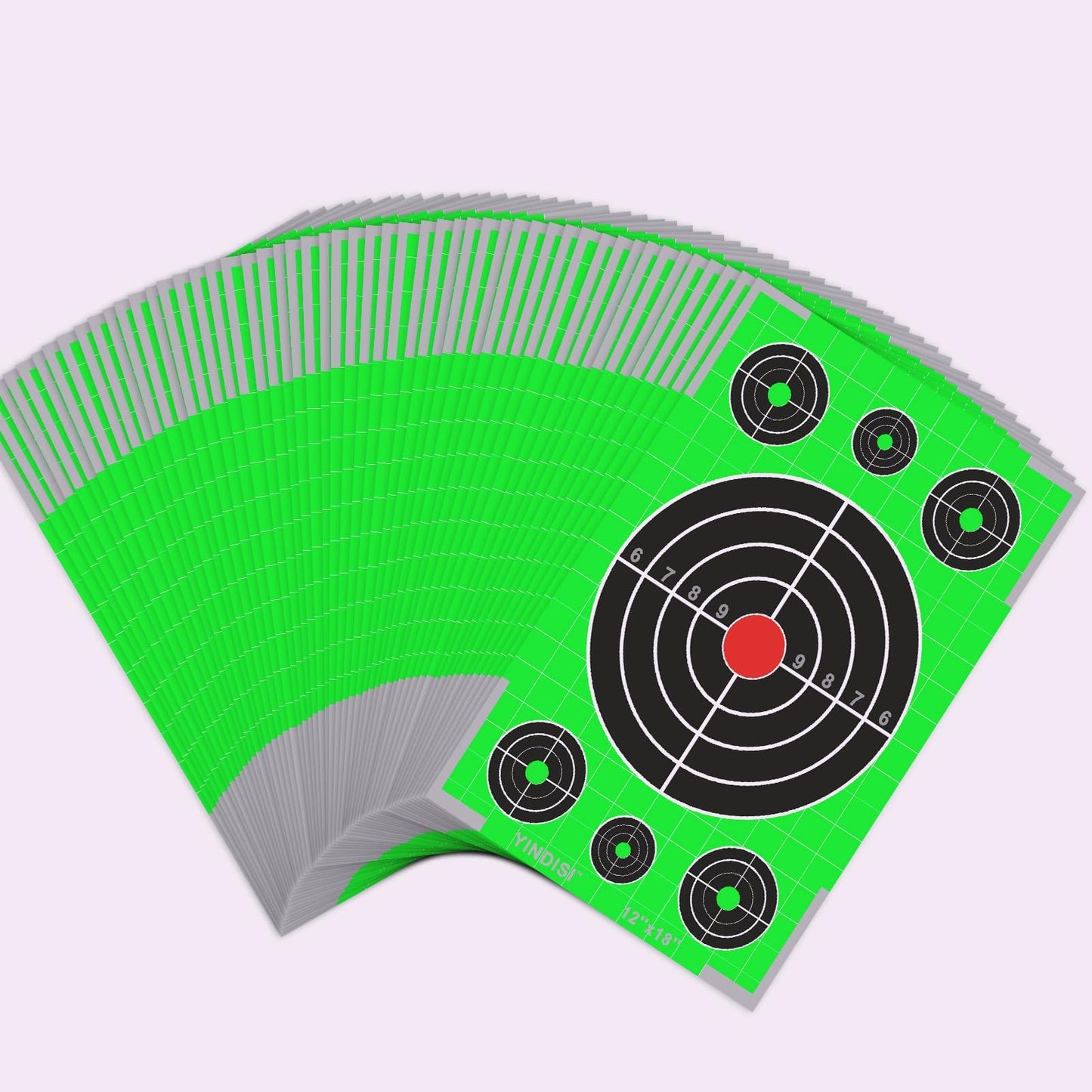 12x18 inch Fluorescent Green Circular Grid Targets with White Grid Lines, High Contrast, NonReflective Surface, Includes Carrying Bag, 25 Sheets, Ideal for Handguns, Rifles, Airguns, BB Guns
