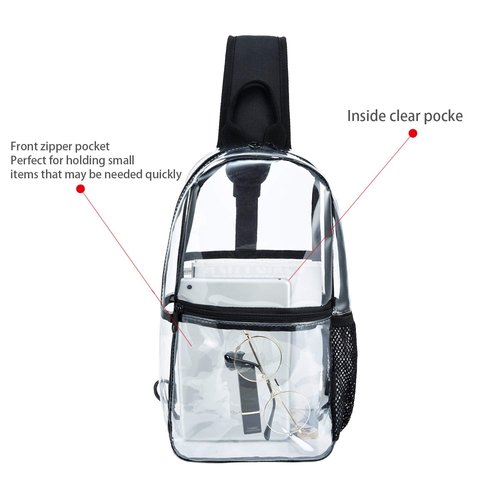 Clear Sling Bag – Transparent Crossbody Backpack, Concert Approved See Through Bag for Men with One Strap, Perfect Plastic Bag for Security Check-in