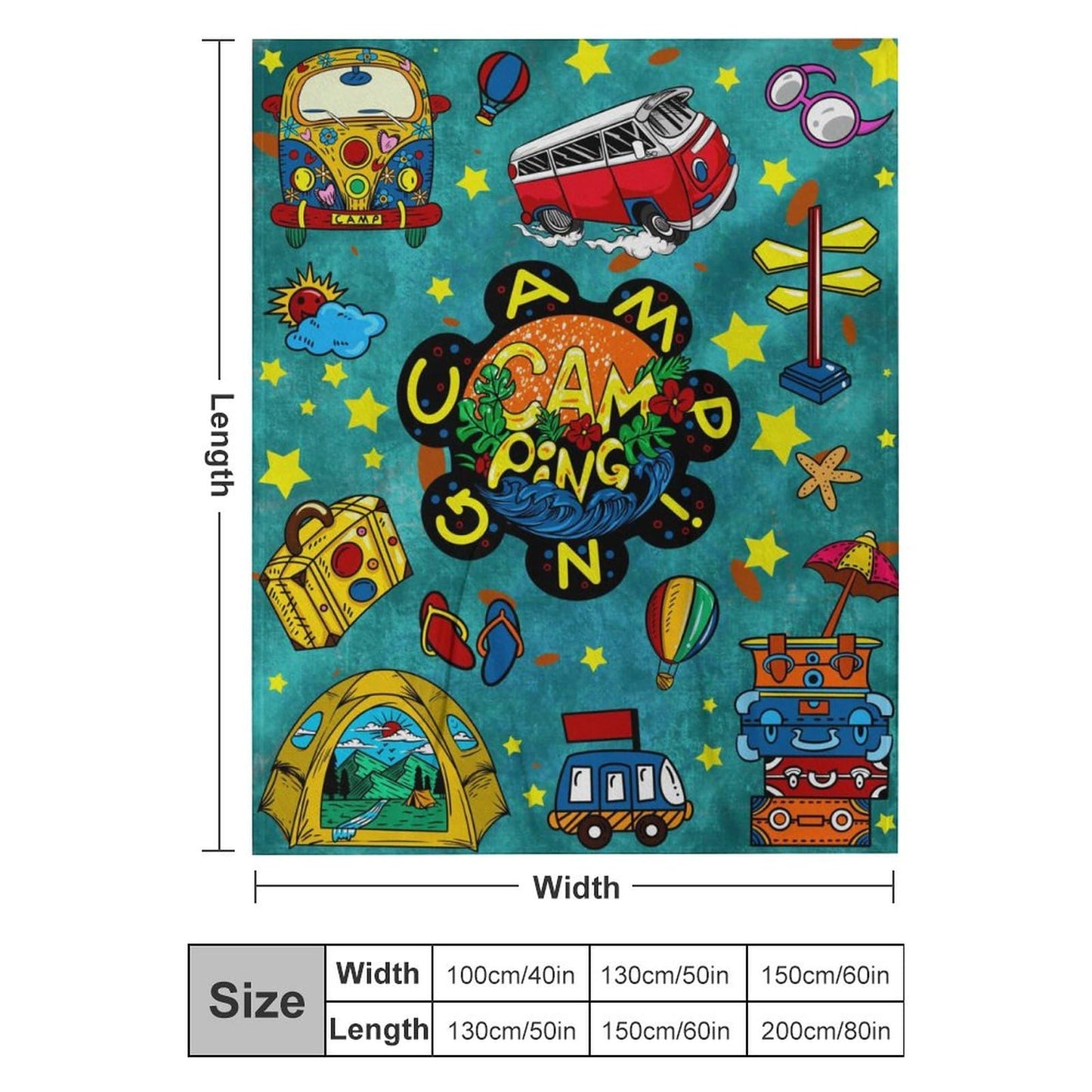 Firiseroh Camping Throw Blanket Camping Lovers Gift Ideas Camping Blanket for Camping Lover Camping Blanket for Bed Couch Camping Outdoors Travel 40"x50"