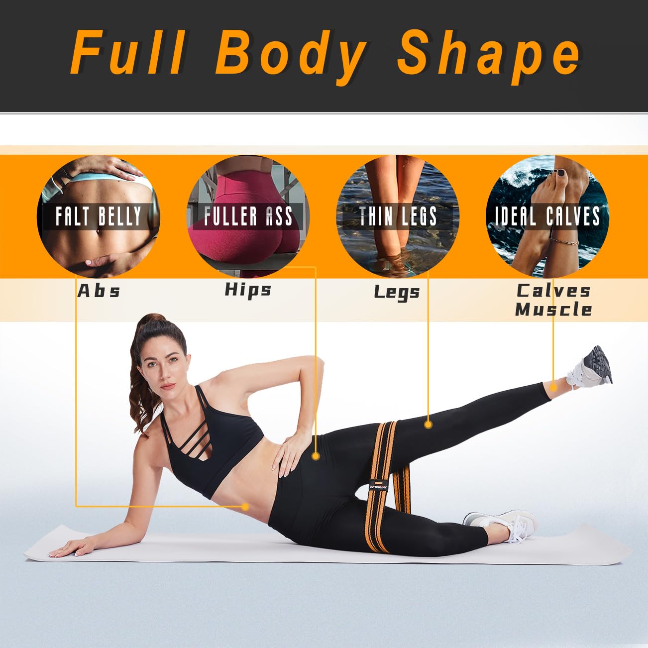 Resistance Bands, Exercise Workout Bands for Legs and Butt, Fabric 6 Set of Stretch Bands for Women and Men, Exercise Loop Bands Yoga, Pilates, Rehab (Yellow,Green,Orange,Grey)