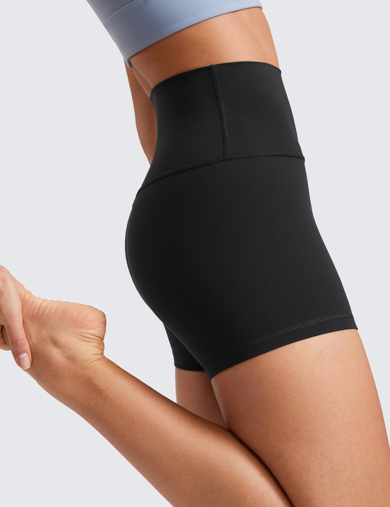 CRZ YOGA Butterluxe Biker Shorts 4'' - High Waisted Booty Workout Volleyball Yoga Womens Spandex Black Large