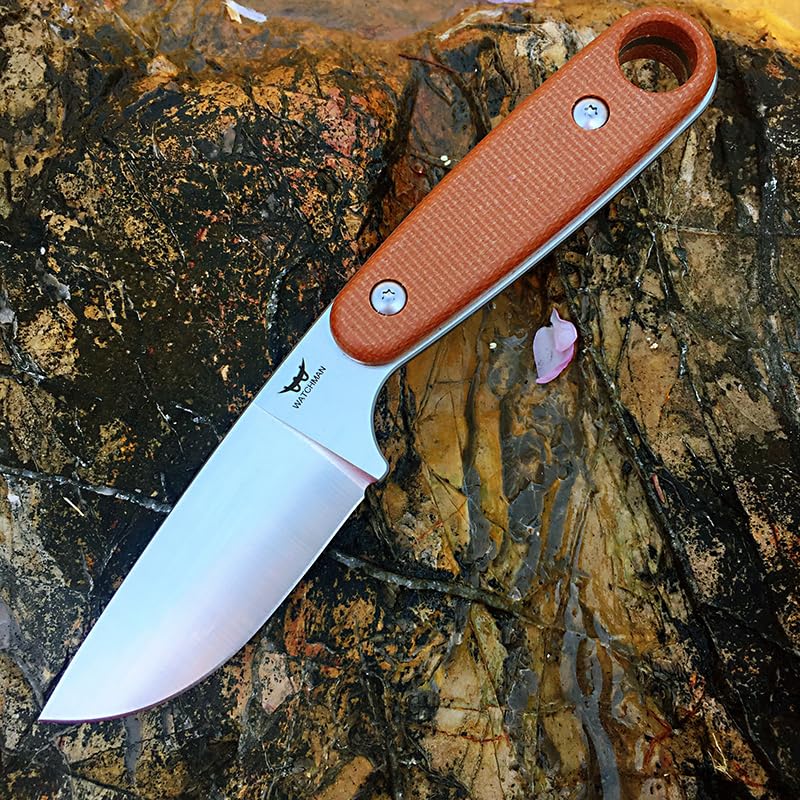 Watchman W204D EDC Fixed Blade Knife 14C28N Blade Steel Micarta Handle with Kydex Sheaths for Outdoor Activities Camping