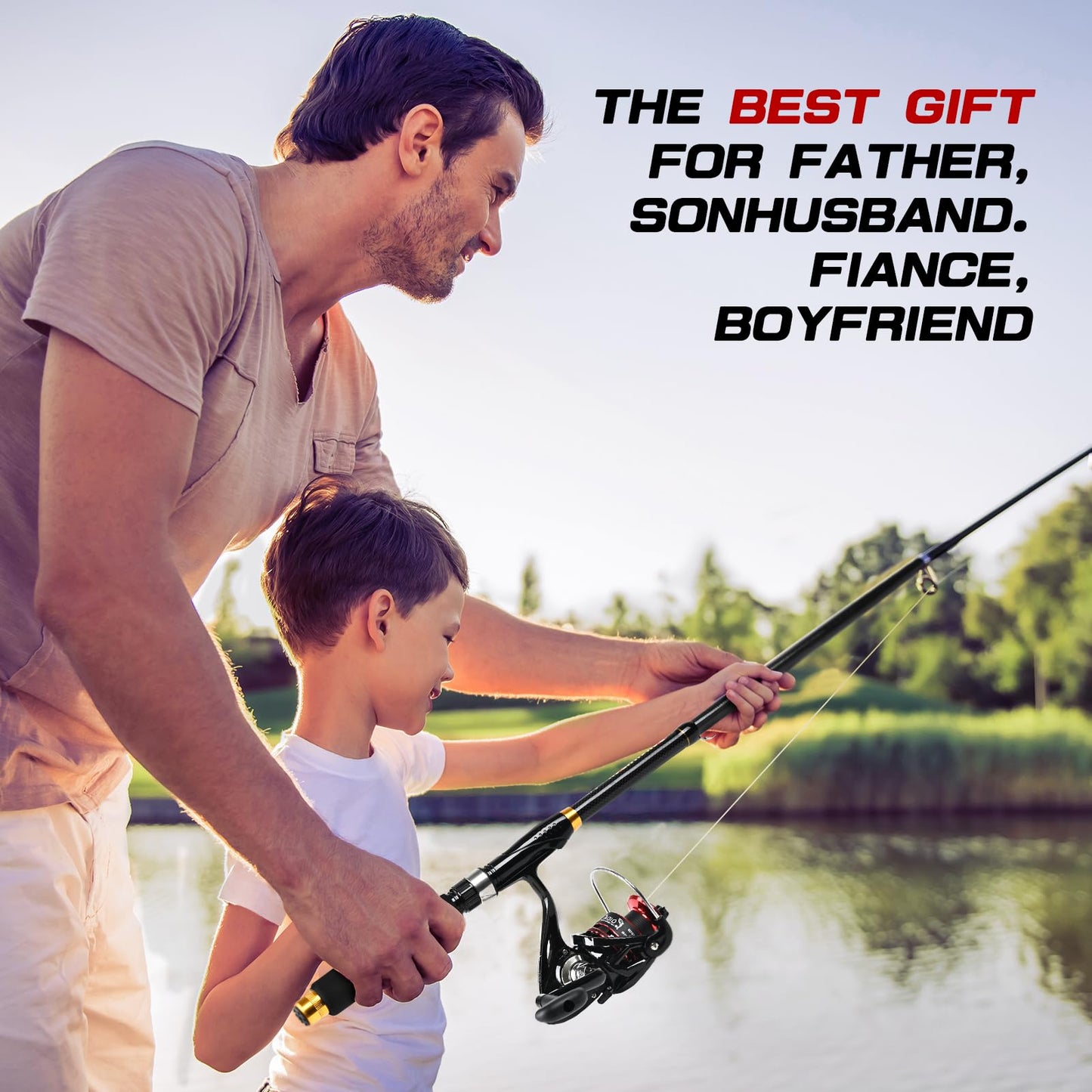 Kalynsung 6.89ft Fishing Rod and Reel Combo, 2PCS Telescopic Carbon Fiber Fishing Rod, Spinning Reels *2, Fishing Line *2, Fishing Hooks Bait Set, Portable Fishing Pole Set with Carrier Bag