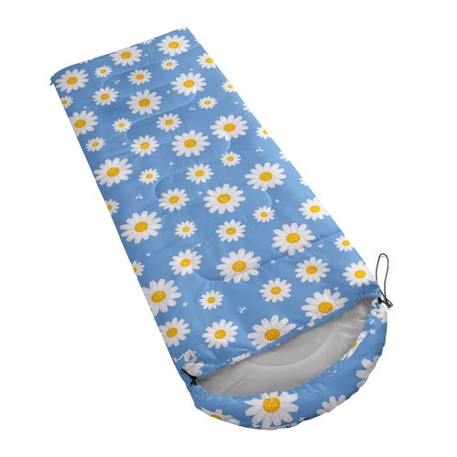 Datura home Kids Sleeping Bag for Boys,Daisy Blue-Lightweight Warm Outdoor Indoor-Waterproof Cold Weather Resistant Sleeping Bag for Camping Hiking(Daisy 32"*90")
