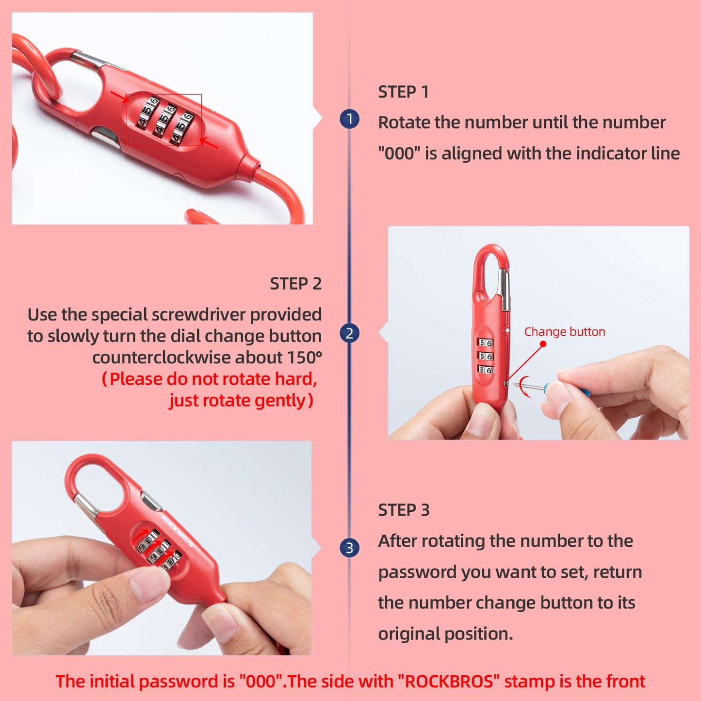 ROCKBROS 6FT Long Bike Lock Cable Combination Motorcycle Helmet Lock, Portable, Anti-Theft, for Scooter/Bicycle/Ebike