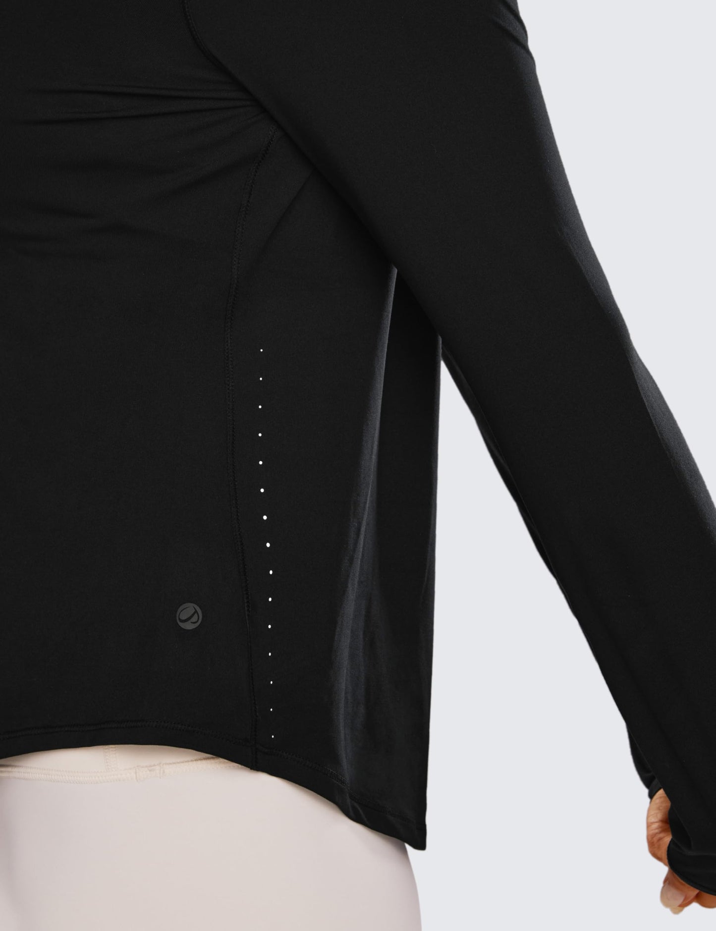 CRZ YOGA Lightweight Long Sleeve Workout Shirts for Women Gym Running Fall Tshirts High Neck Athletic Training Tops Black Medium