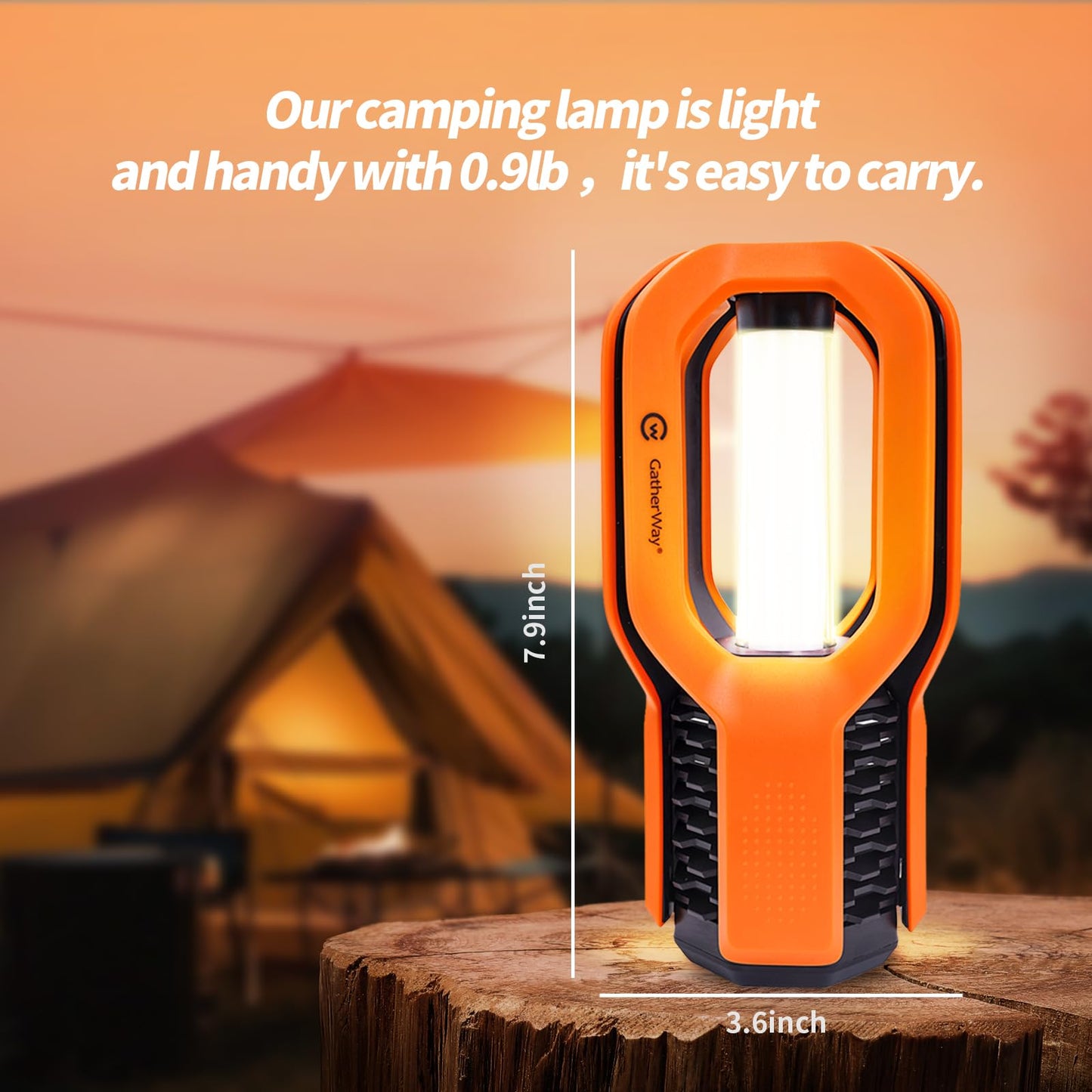 Gatherway Rechargeable LED Camping Lantern - Free-Grip Design,4 Modes,IP65 Waterproof,3000K Warm Glow, Lightweight Portable Outdoor Light,Emergency Tent Light for Hiking,Backpacking & Home Use