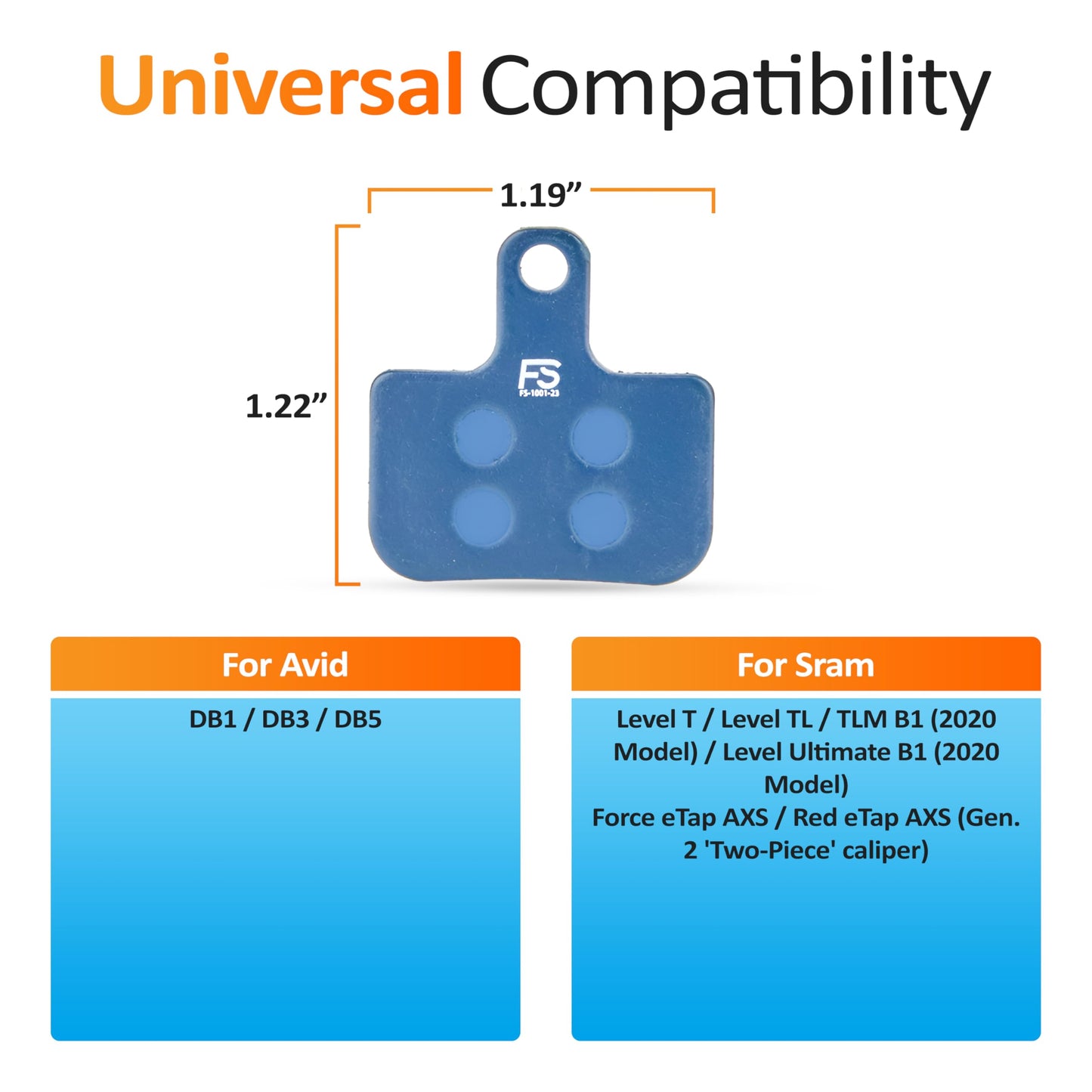 FS-DB1 Hybrid Ceramic-Carbon Disc Brake Pads Compatible with SRAM Elixir 1/3/5/7/9/R, XX/XO, DB1/DB3/DB5, Level T/TL/TLM B1/Ultimate B1