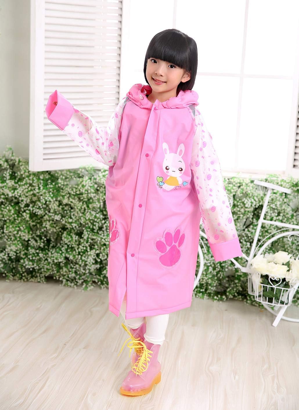 Kids Rain Coat for Kids Raincoat Girls Boys Reusable Rain Poncho Jacket Gear Schoolbag Position Packable Rainwear