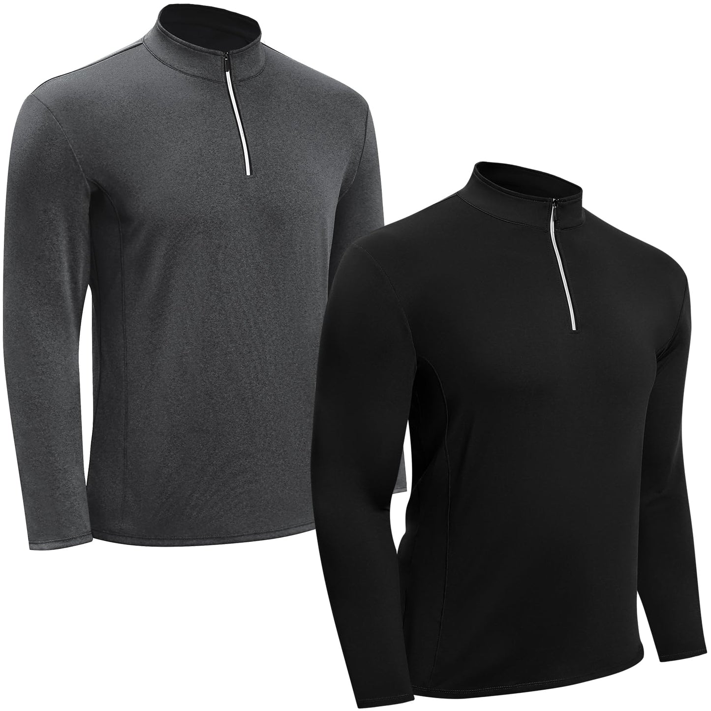 KAKU NANU Men’s Quarter Zip Pullover Athletic Long Sleeve Sweatshirt UPF 50+ Sun Shirt Quick Dry for Gym Running Golf Workout (XL, Dark Grey/Black)