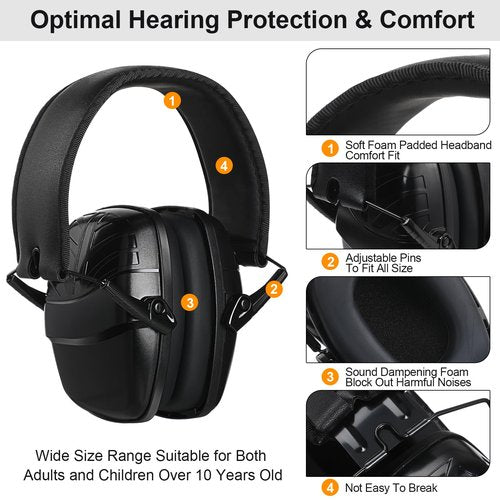 Saysurey 4 Pack Noise Reduction Ear Muffs Headphones NRR 26db Sound Canceling Headphones Ear Hearing Protection Ear Muffs for Shooting, Construction, Power Tools