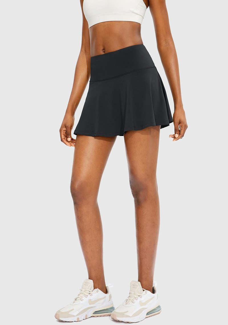 SANTINY Pleated Tennis Skirt for Women with 4 Pockets Women's High Waisted Athletic Golf Skorts Skirts for Running Casual (Black_XL)