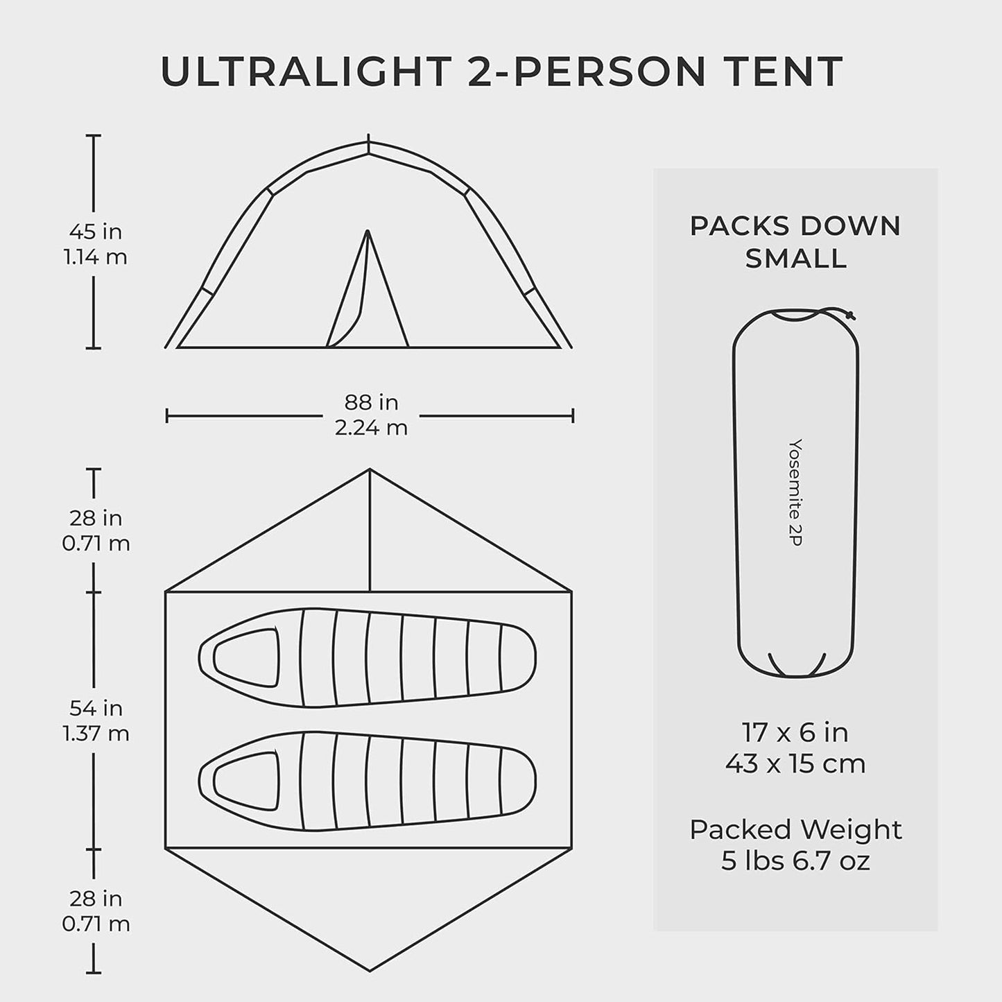 Hyke & Byke Yosemite Hiking & Backpacking Tent - 3 Season Ultralight, Waterproof Tent for Camping w/Rain Fly and Footprint - 2 Person - Lime Green