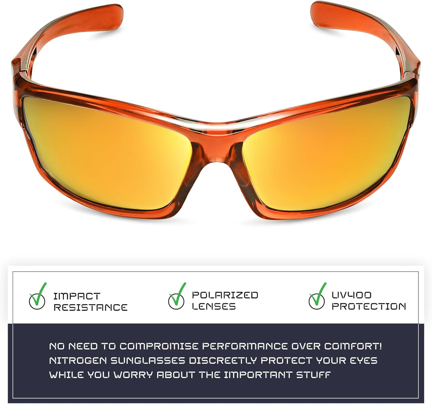 Nitrogen Polarized Wrap Around Sport Sunglasses for Men Women UV400 Driving Fishing Running Sun Glasses