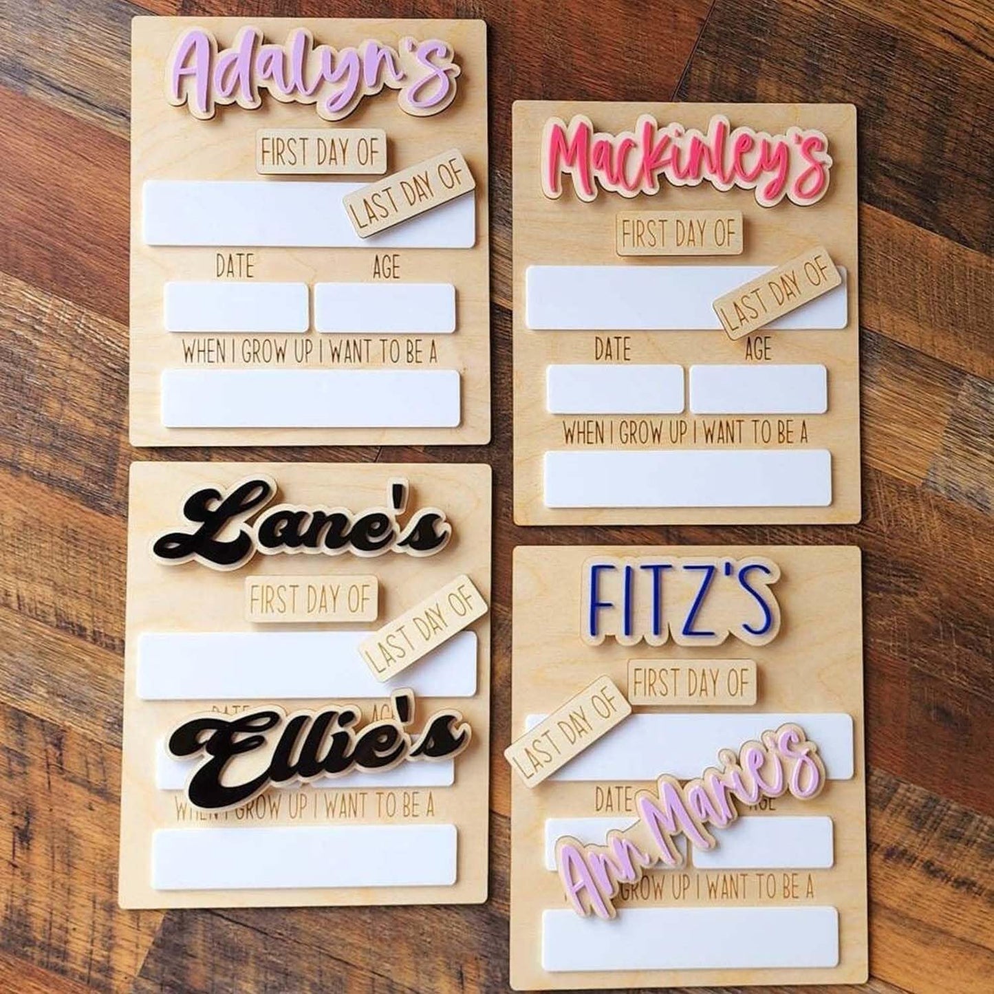 Custom First Day of School Sign - Personalized First and Last Day of School Board, Reusable Wooden Photo Prop with Name, Back to Schools Board with Interchangeable Pieces, Style 01