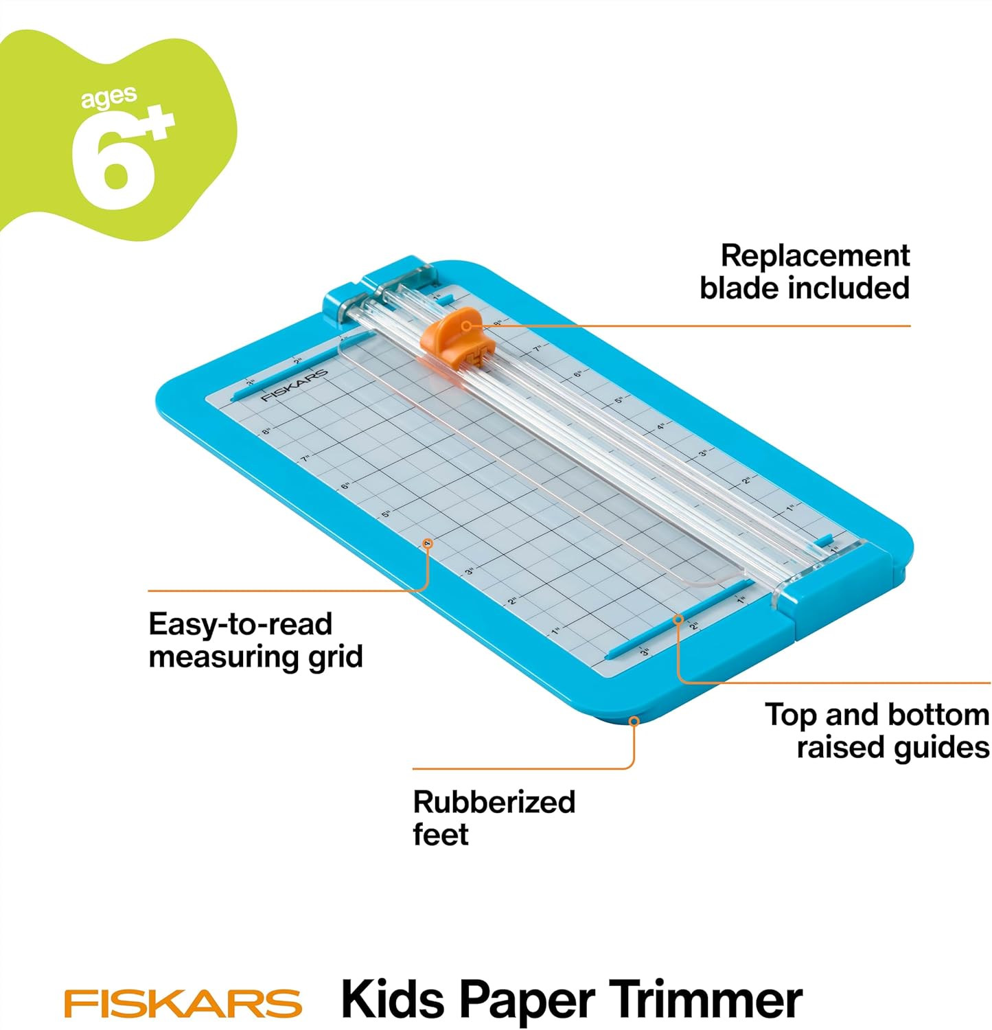 Fiskars Kids Junior Paper Trimmer – Turquoise Safe and Easy Paper Cutter for Crafting and School Projects 7 x 11.5 Inches