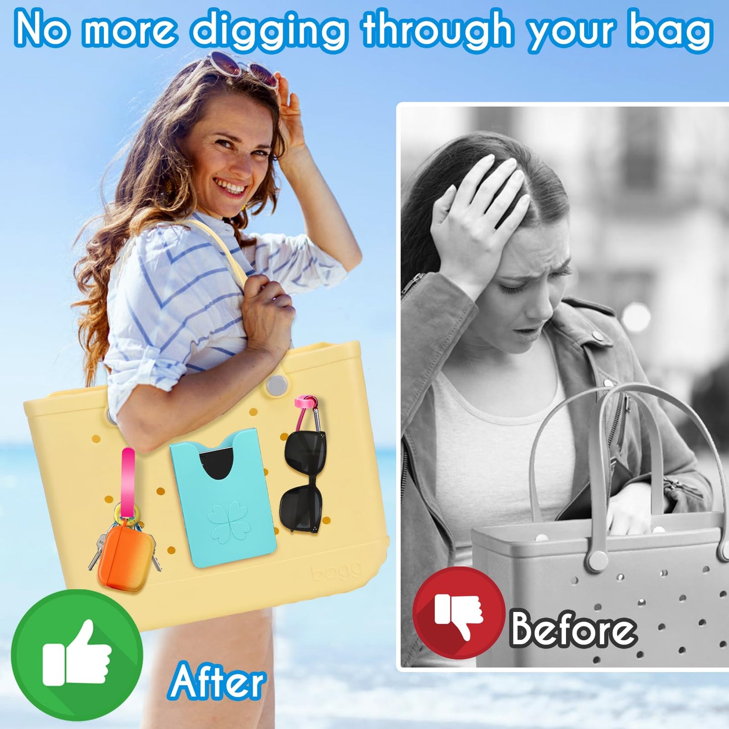 AIERSA Inserts Hooks Accessories for Bogg Bag,Charms Key Holder Carabiner for Bogg Bags,Pouch Earphone Tassel Keychain Holder Attachment Compatible with Simply Southern Rubber Beach Bags -Red