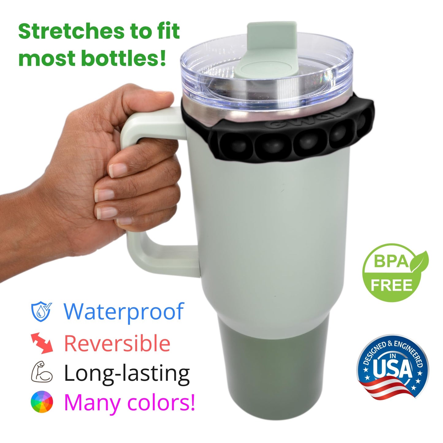 GWaT - Hydration Tracker for Water Bottles, Helps You Drink More (Midnight)