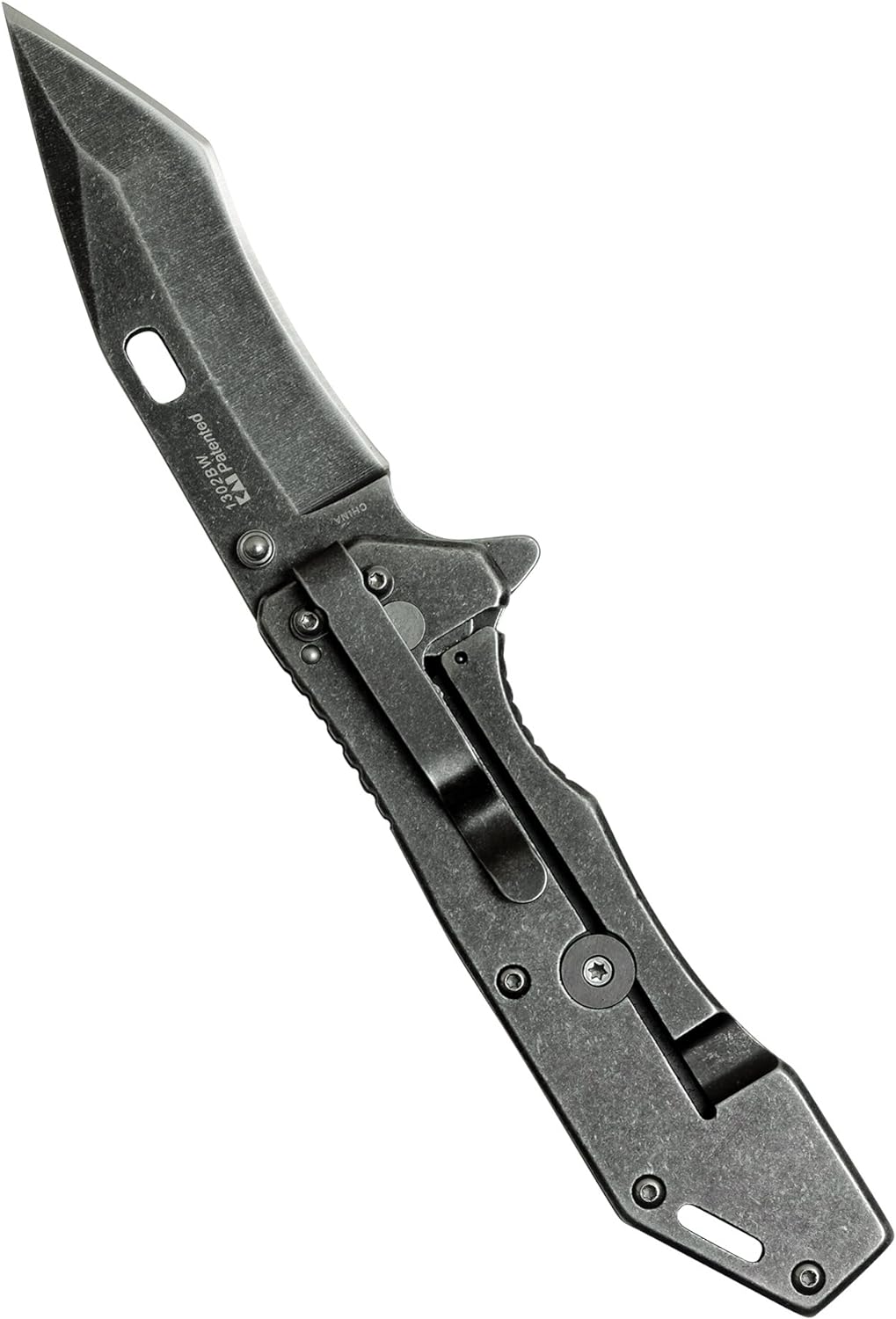Kershaw Lifter (1302BW); Tactical Tanto Pocket Knife with 3.5 Inch 4Cr14 Steel Blackwashed Blade with Stainless Steel Blackwash Handle, SpeedSafe Assisted Opening and Deep-Carry Pocketclip; 3.2 OZ.