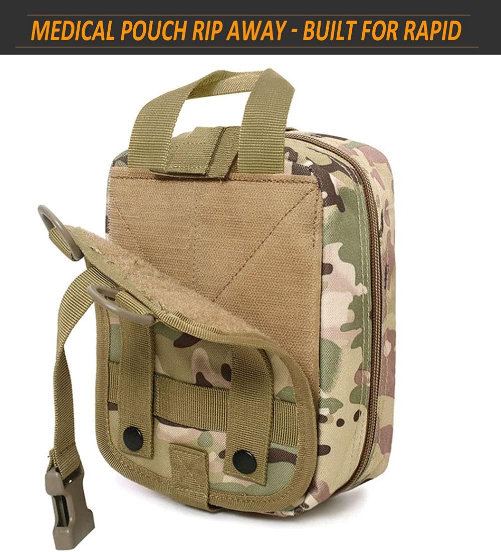 1000D Molle Ifak Pouch Rip Away, Tactical Tear Away Medical Pouch Empty, Military First Aid Pouch Bag Only for Camping Hiking Travel