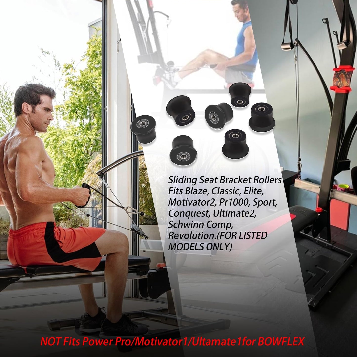 7Pcs Sliding Seat Bracket Rollers Compatible with Home Gym Rolling Seats for Bowflex Series Models(for Blaze, Classic, Elite, Motivator2, Pr1000, Sport, Conquest, Ultimate2, Schwinn Comp, Revolution)