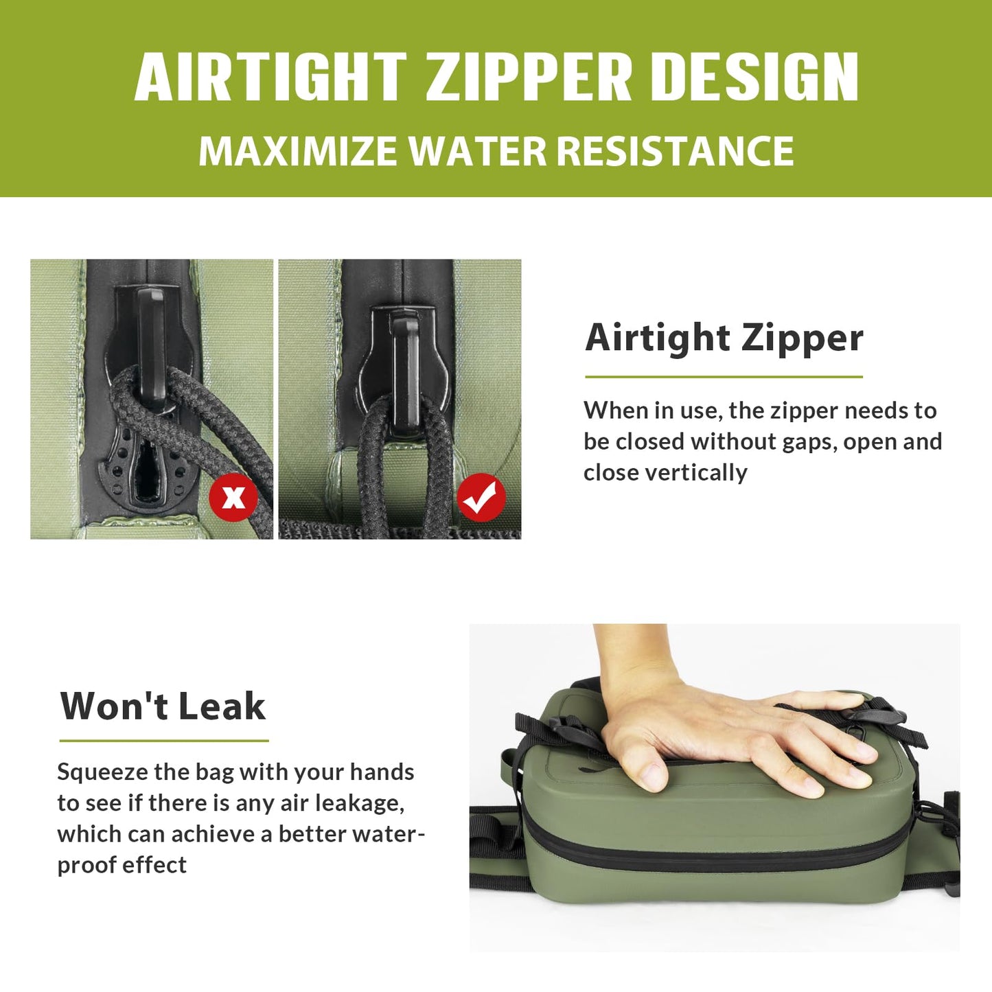 thkfish Waterproof Fishing Waist Pack,Fishing Tackle Bag Fanny Pack with Adjustable Strap Fishing Rod Holder,Airtight Zipper Closure,Lightweight Sling Fishing Waist Bag for Fly Fishing, Kayaking