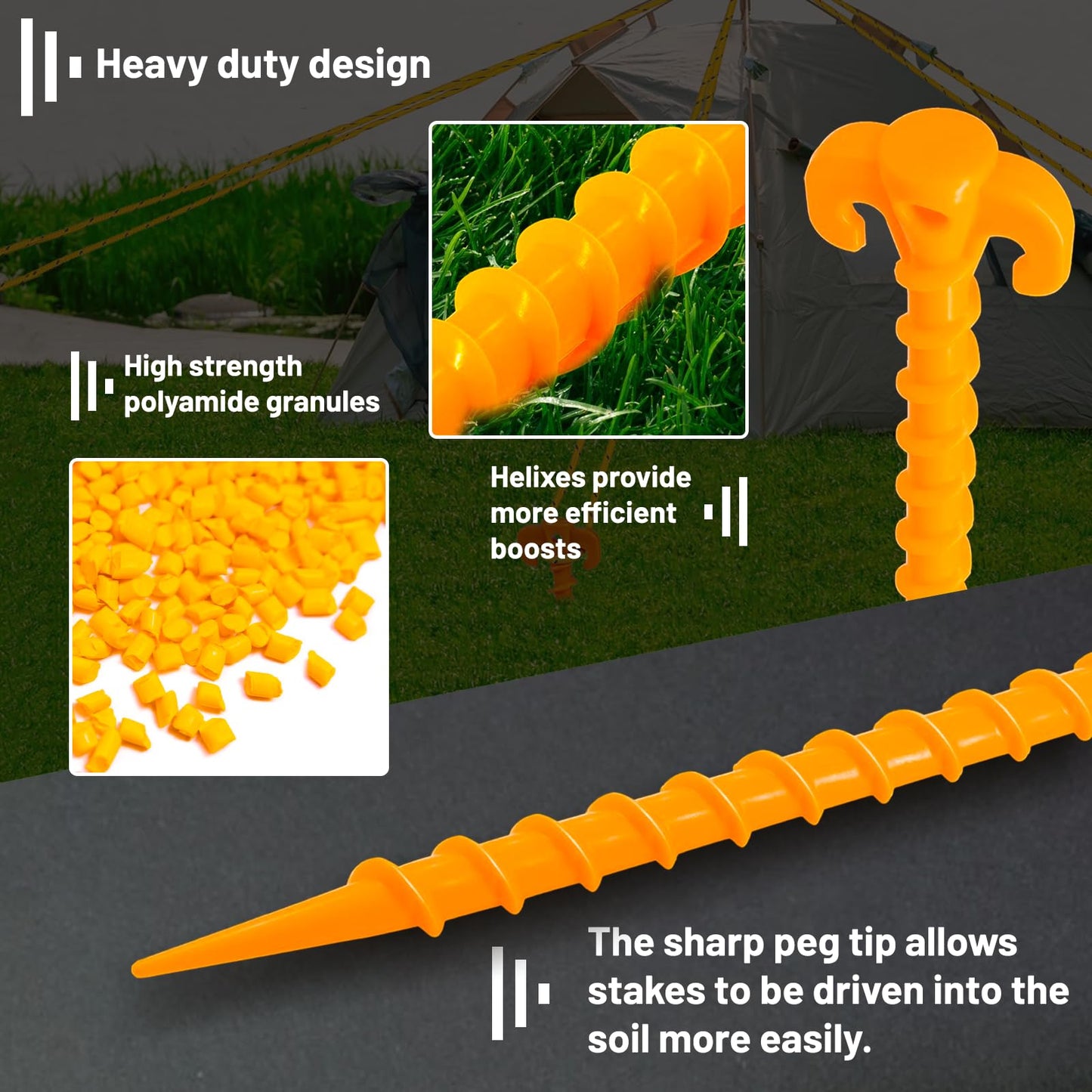12pcs Tent Stakes,AVOFOREST 8 inch Heavy Duty Stakes Novelty Portable Gound Stakes for Beach,Garden,Hiking