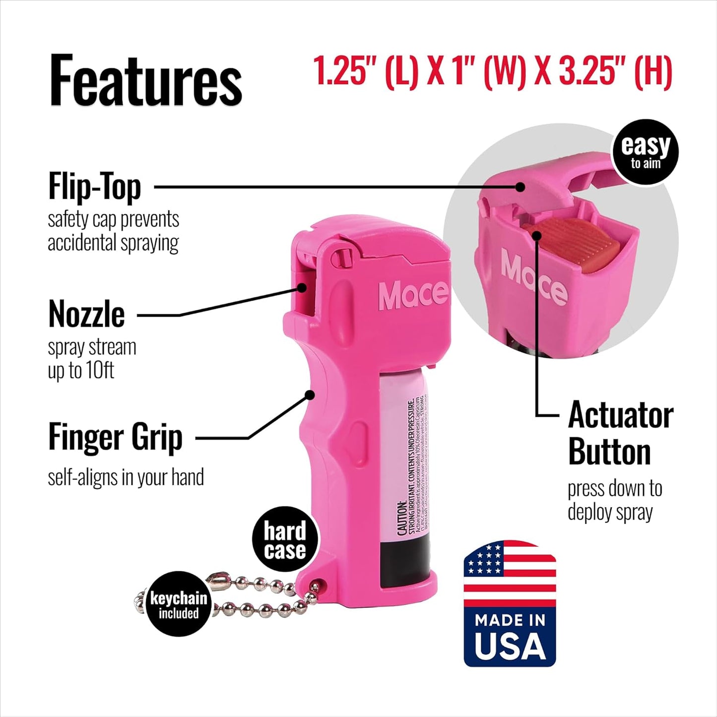 Mace Pepper Spray - Triple Action Model or Pocket Model, Max Strength 10% OC Formula, Self Defense Pepper Spray for Women & Men