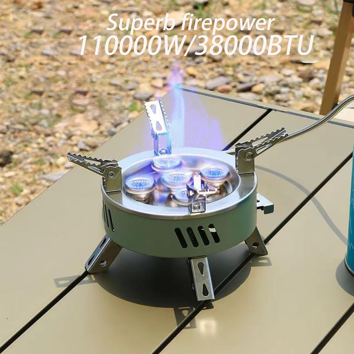 ARJEOU Camping Stove, Portable Lightweight Backpacking Stove with EVA Bag and Piezo Ignition, Foldable 3 in 1 Gas Stove Burner for Outdoor Picnic Cooking and Hiking (Large)