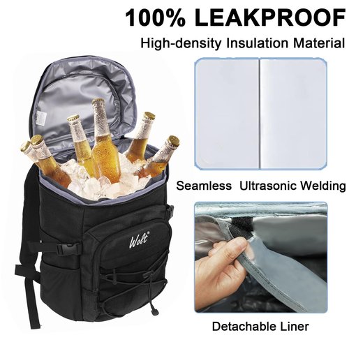 WOLT Cooler Backpack,24 Cans Insulated Backpack Cooler Leakproof,Lightweight Soft Cooler Bag,Camping Cooler,Large Capacity Beach Cooler,Waterproof Travel Lunch Backpack for Hiking
