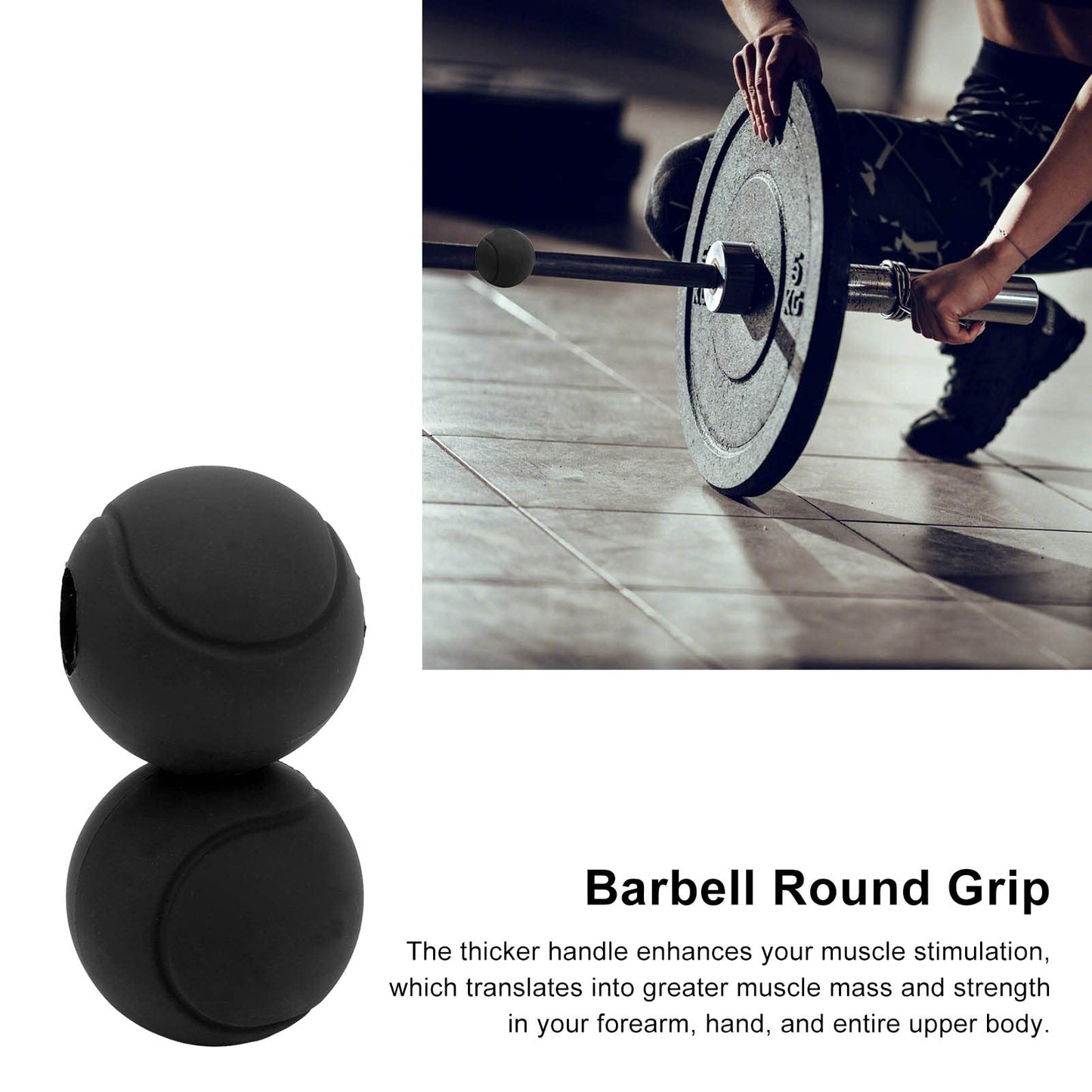 Dilwe Barbell Grips, 1 Pair of Barbell Dumbbell Curved Grip Round Spherical Silicone Non Slip Thickened Grip for Massive Arm and Muscle Building (Black)