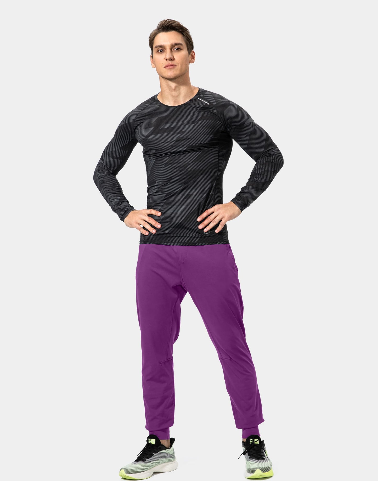 Men's Sweatpants with Zipper Pockets Athletic Pants Traning Track Pants Joggers for Men Soccer, Running, Workout (Purple, Medium)