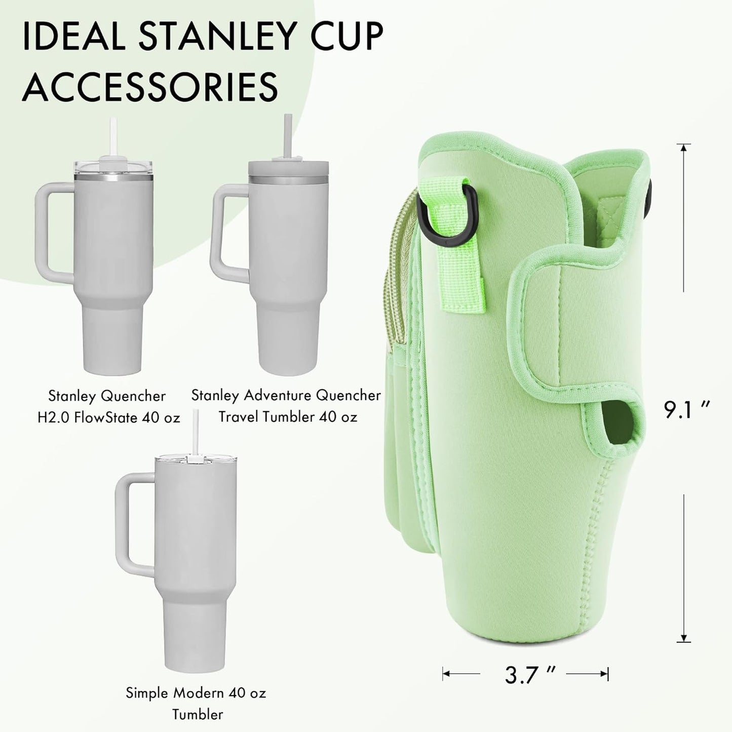 Water Bottle Carrier Bag for Stanley Cup 40/30 Oz | Adjustable Strap & Phone Pocket