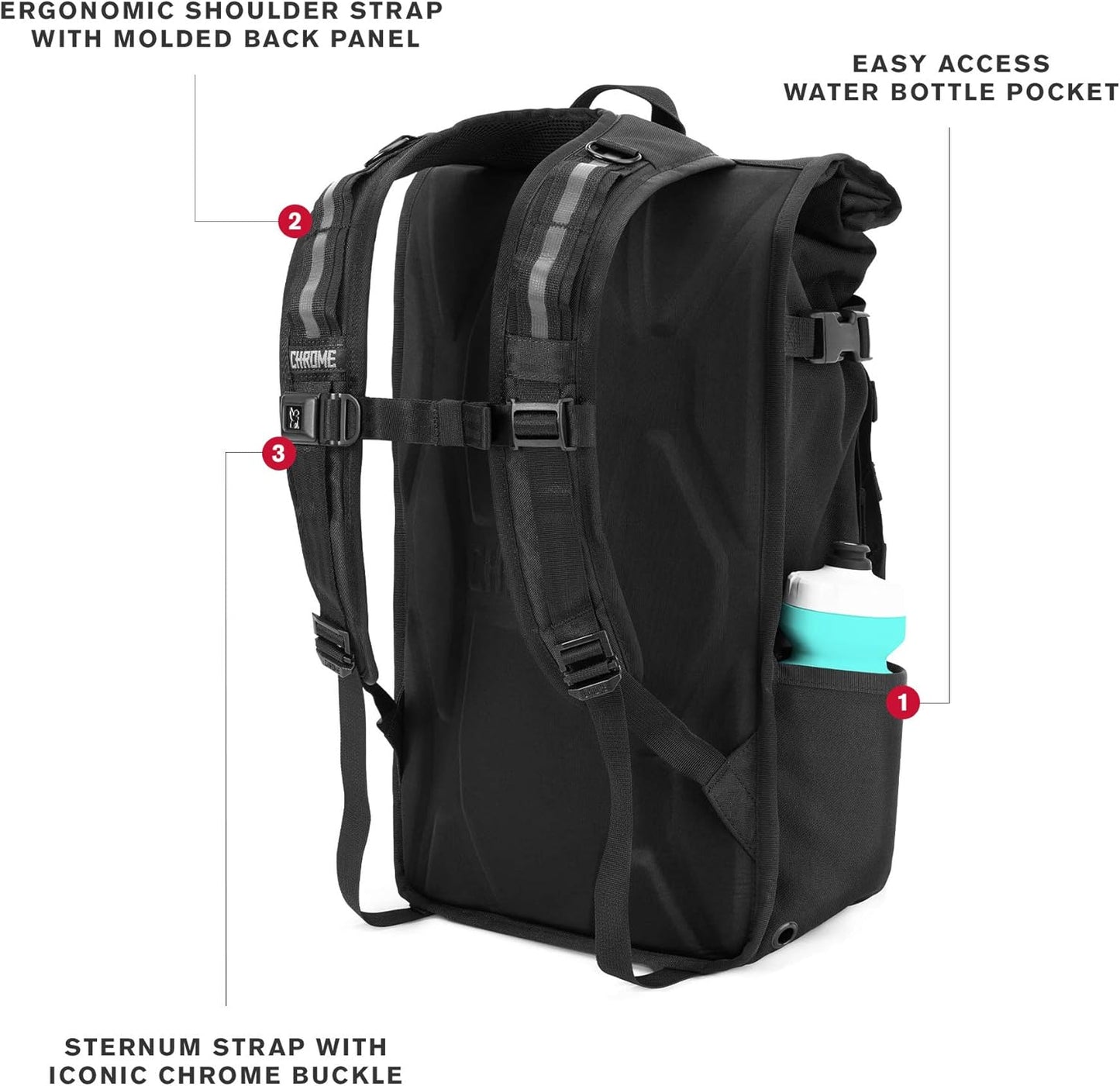 Chrome Industries Pro Barrage Waterproof Roll-Top Satchel Backpack Black Black