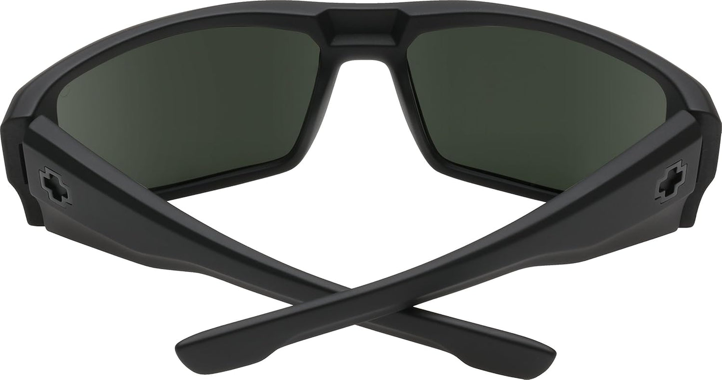 SPY Womens Dirk Sunglasses, Soft Matte Black/Happy Gray/Green Polar, 64 Mm US